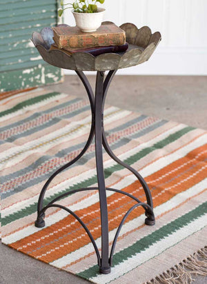 Metal Fluted Side Table or Garden Stand,side table,Adley & Company Inc.