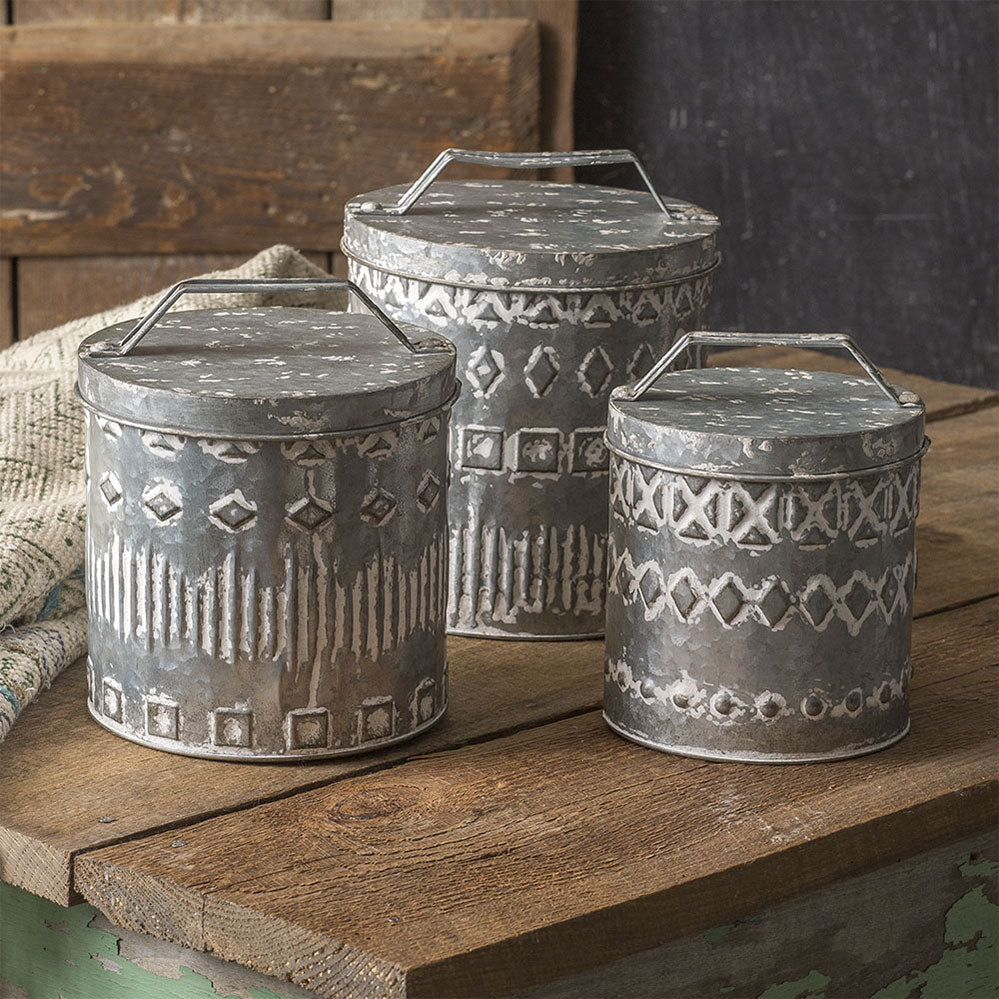 Set of Three Arcadia Boho Patterned Canisters