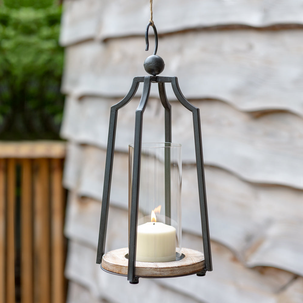Hanging Metal and Glass Candle Lantern,lantern,Adley & Company Inc.