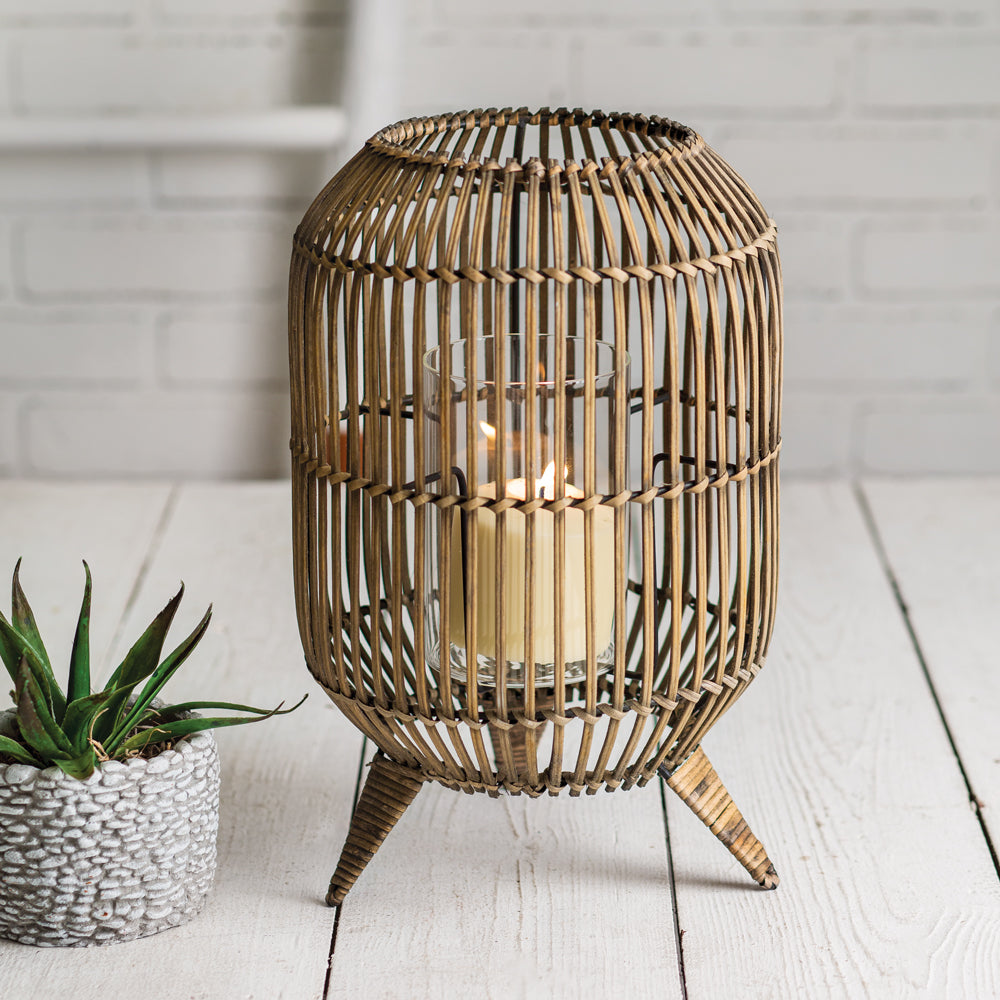 Boho Rattan Candle Lantern,candle lantern,Adley & Company Inc.