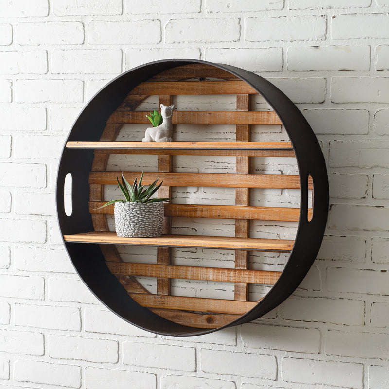 Ella Round Wood and Metal Wall Display - Adley & Company Inc. 