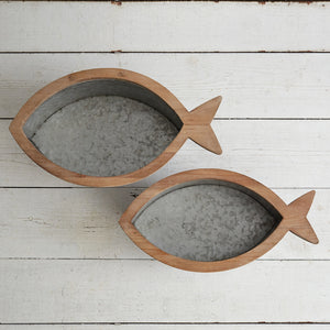 Set of Two Southport Galvanized Fish Bins