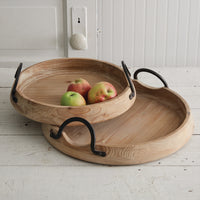 Set of Two Abrams Round Wood Trays