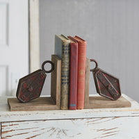 Antiqued Pulley Bookends