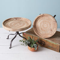 Seven Seas Carved Wood Dessert Stands, Set of 2