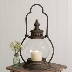 Steeple Style Metal and Glass Candle Lantern