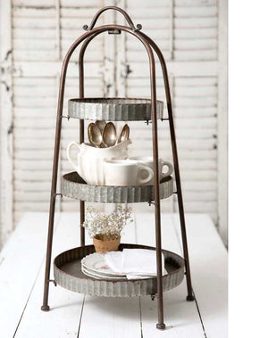 Three Tiered Round Metal Display Tray,dessert display,Adley & Company Inc.