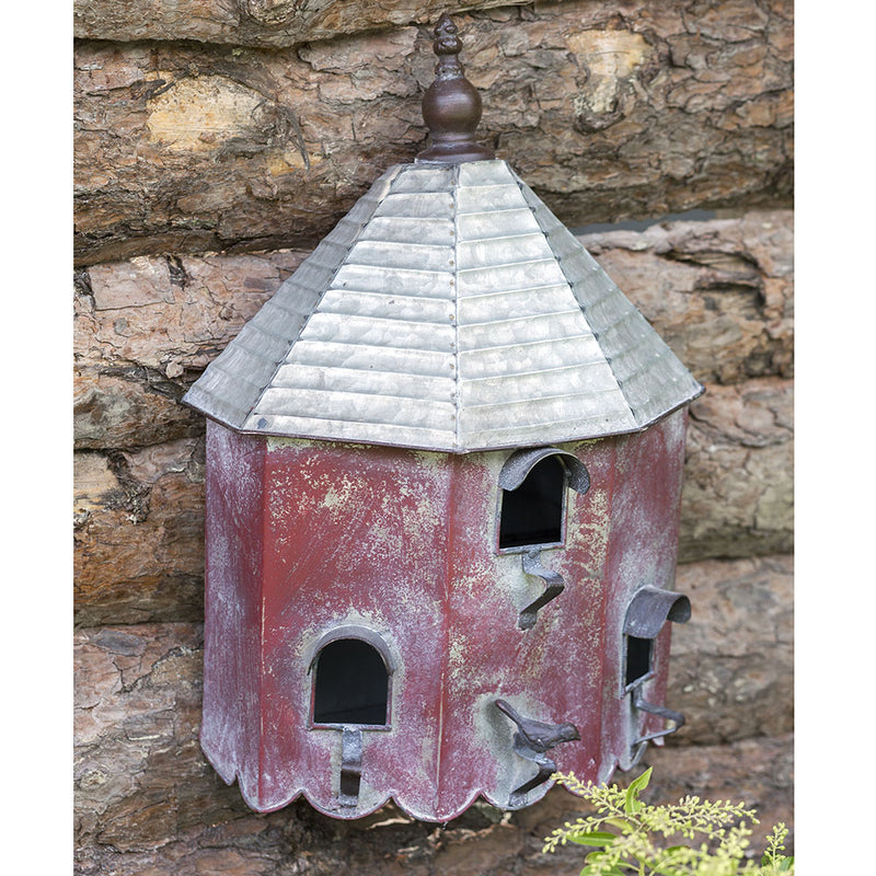 Red Metal Beach Hut Birdhouse,birdhouse,Adley & Company Inc.