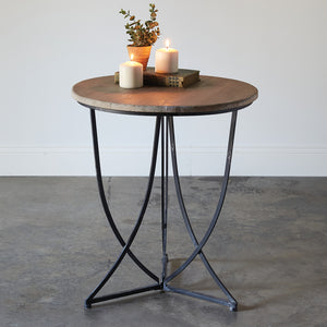 Driftwood Finish Round Side Table
