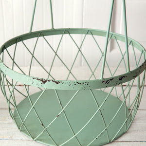 Set of 2 Seafoam Green Metal Baskets