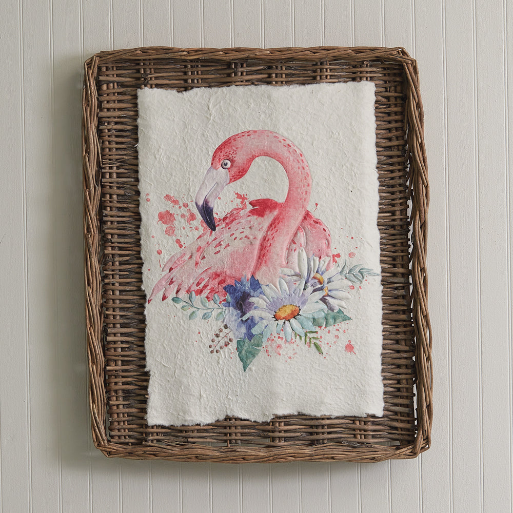 Pink Flamingo Basket Wall Art