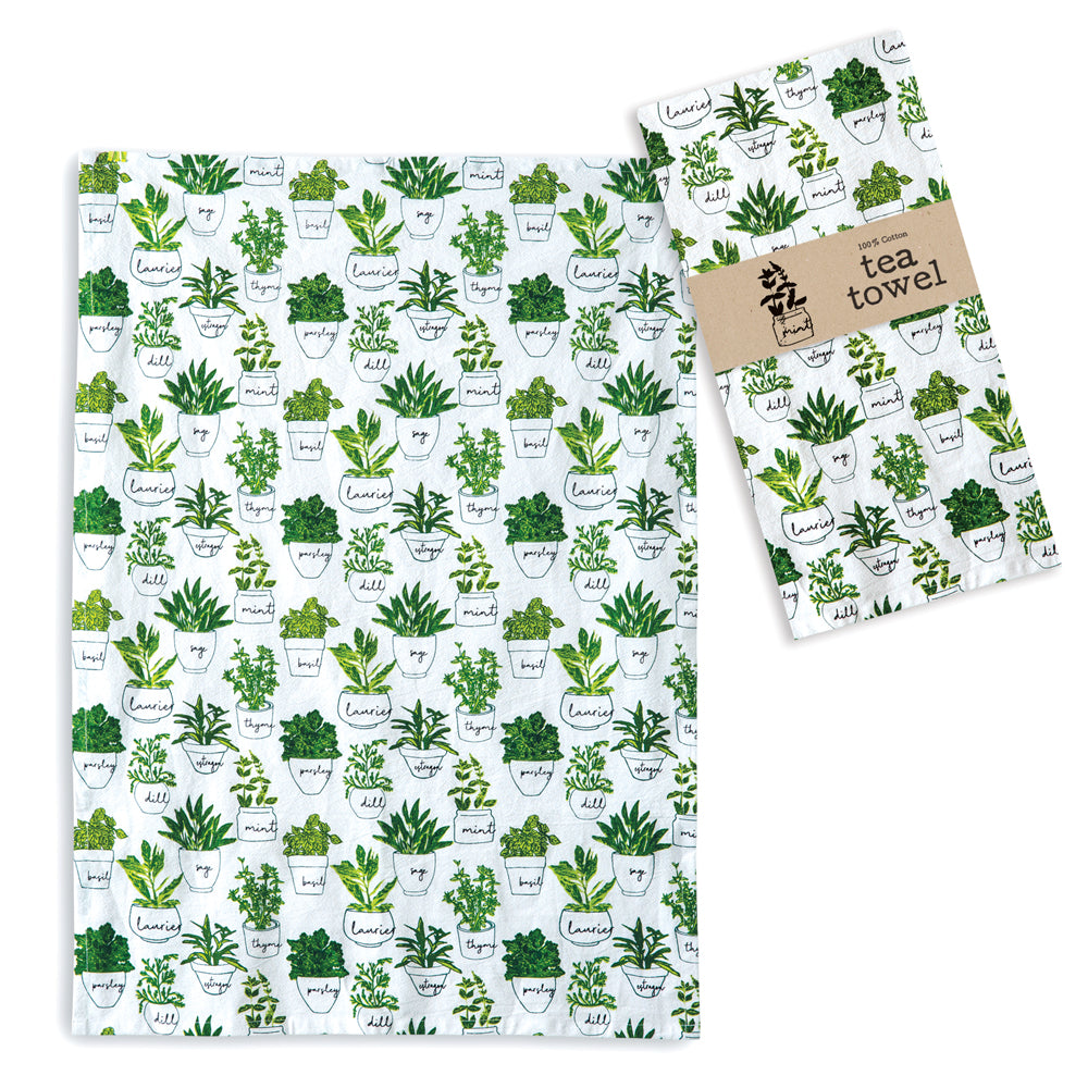 Potted Herbs Tea Towels, Set of 4