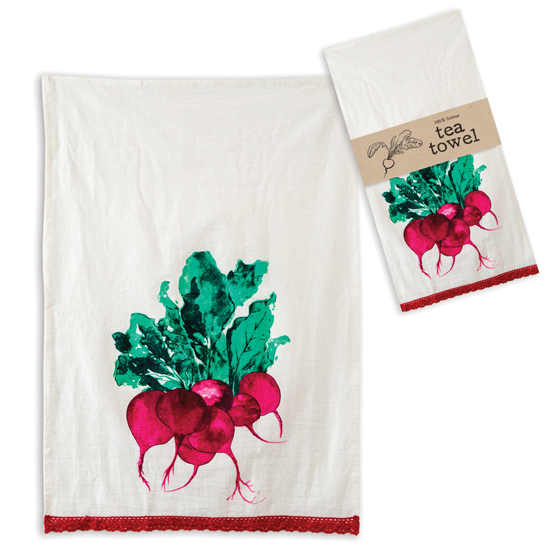 Watercolor Radishes Tea Towels, Set of 4