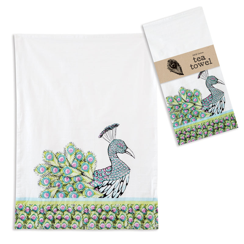 Peacock Tea Towels, Set of 4