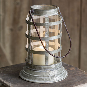 Metal Distressed Harbor Candle Lantern,lantern,Adley & Company Inc.