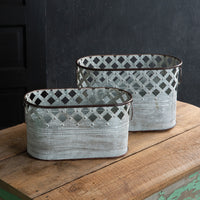 Set of Two Clarabelle Bins with Lacy Pattern