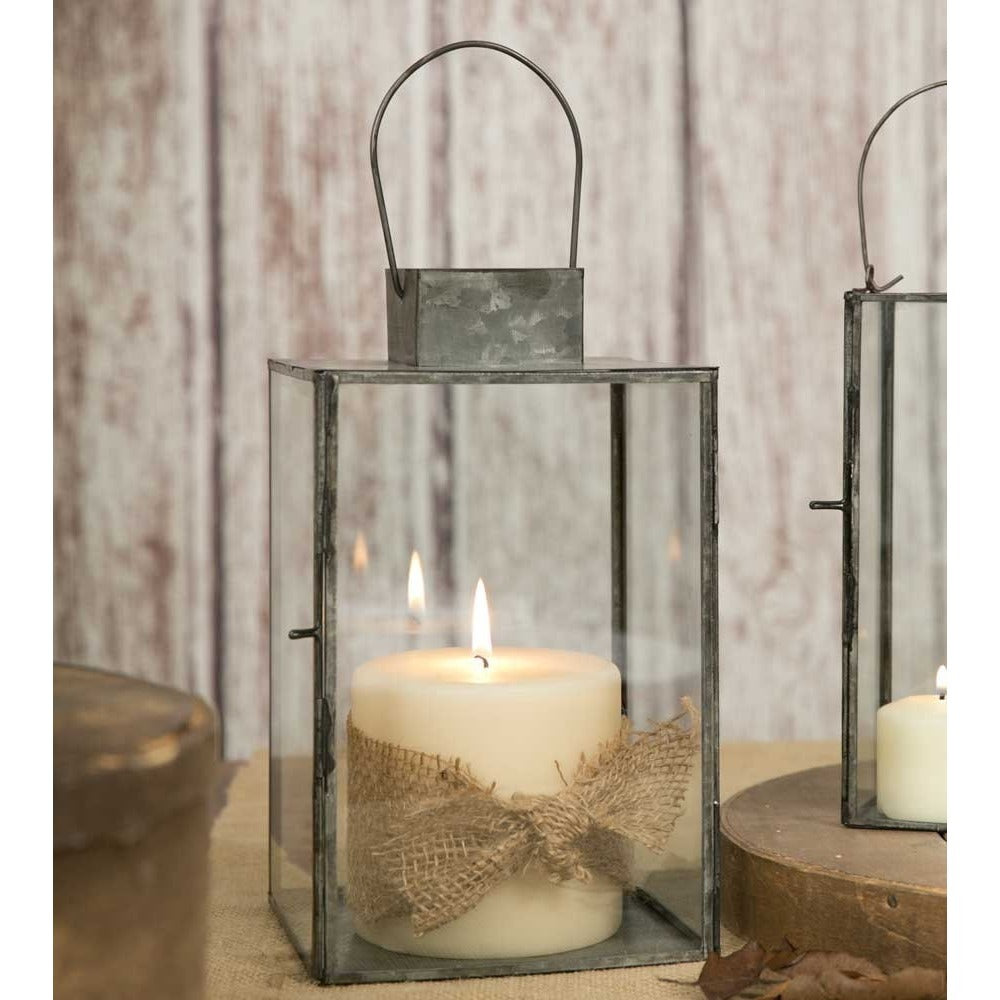 Glass and Metal Square Candle Lantern