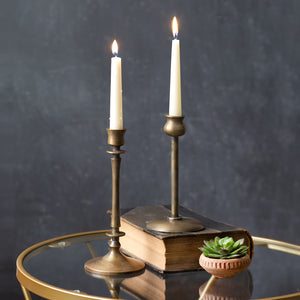 Riviera Set of 2 Brass Tapered Candle Holders