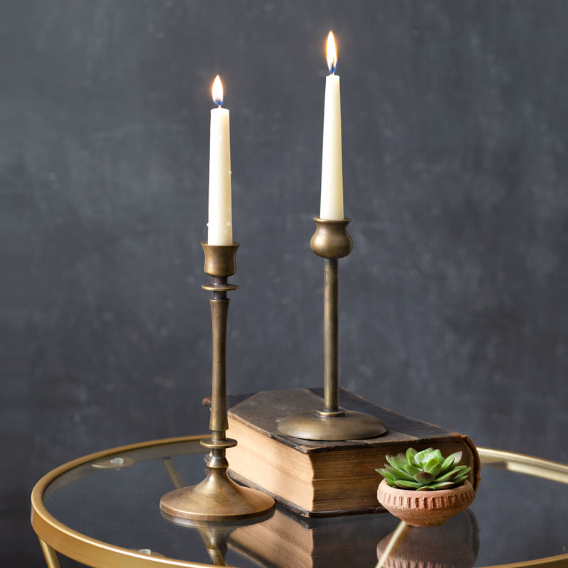 Riviera Set of 2 Brass Tapered Candle Holders