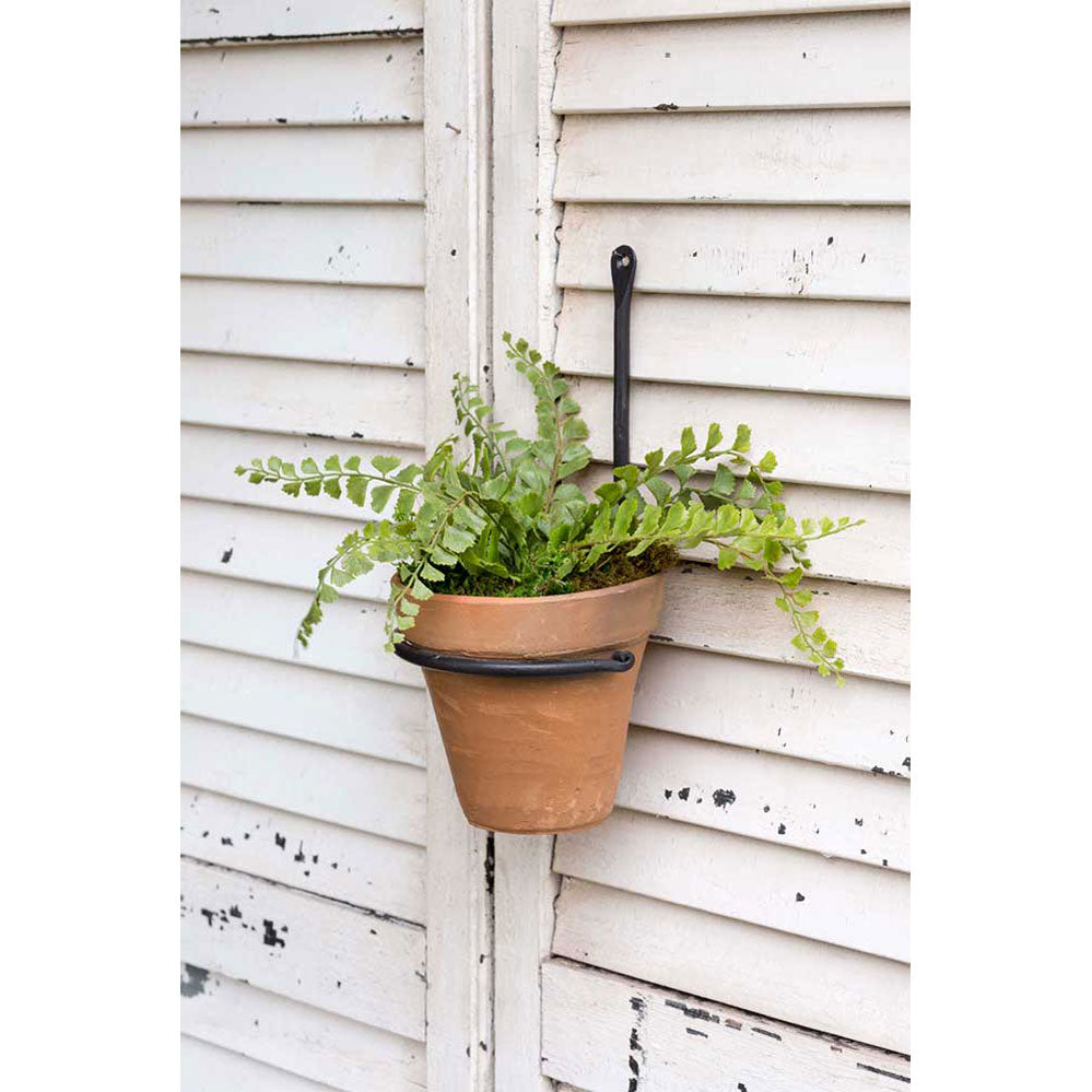 Forged Plant Hanger with Terra Cotta Pot, Set of 4