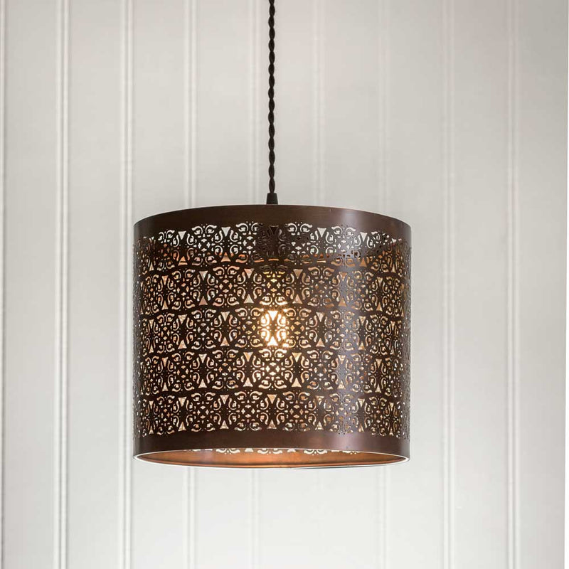 Pierced Metal Pendant Lamp,pendant light,Adley & Company Inc.