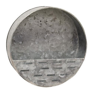 Metal Round Olive Bucket Wall Pockets, Set of 2