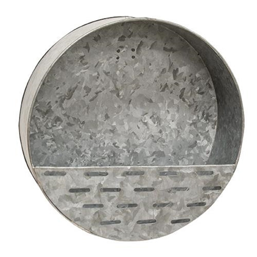 Metal Round Olive Bucket Wall Pockets, Set of 2