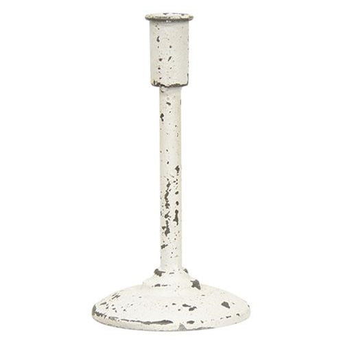 Boardwalk White Distressed Candle Holders