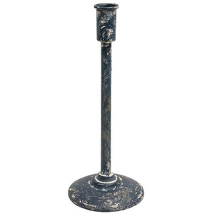 Distressed Black Metal Taper Candle Holders