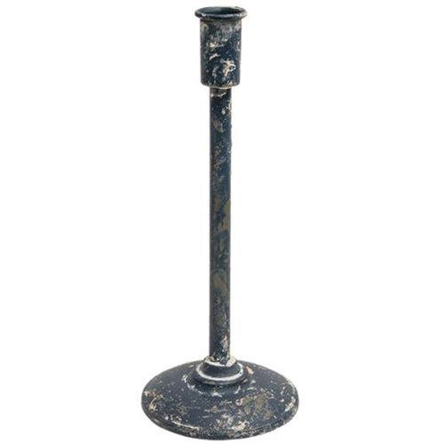 Distressed Black Metal Taper Candle Holders