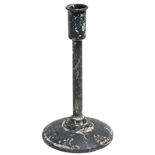 Distressed Black Metal Taper Candle Holders
