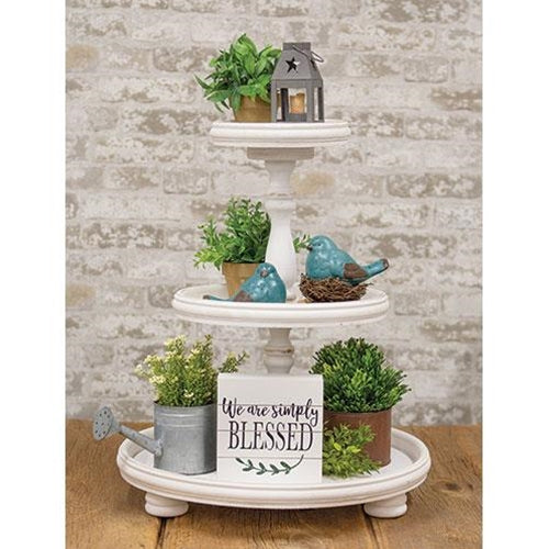 Island Beach White Wooden Display Tray