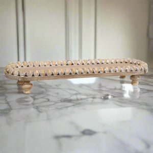 Beaded Edge Wooden Tray on Pedestal Feet