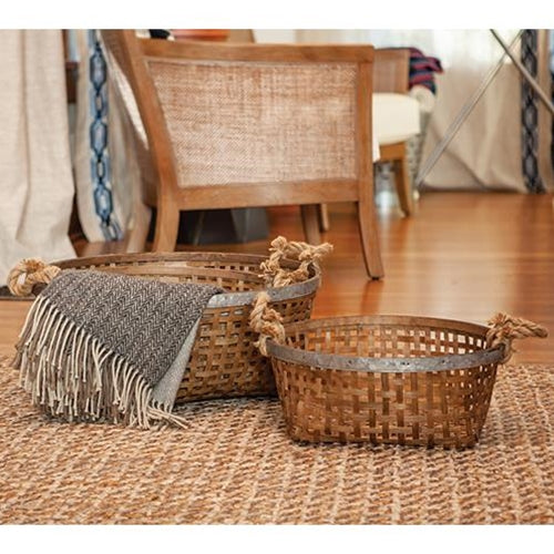 Natural Water Hyacinth Oval Baskets Set