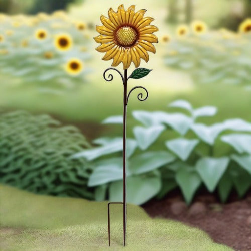 Metal Sunflower Decorative Garden Stake, Set of 2,garden stake,Adley & Company