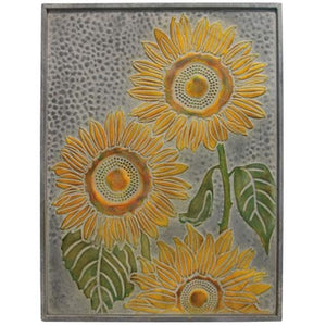 Hammered & Embossed Metal Sunflower Tin Sign