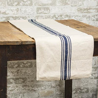 Grain Sack Cotton Table Runner with Navy Blue Stripes,table runner,Adley & Company Inc.