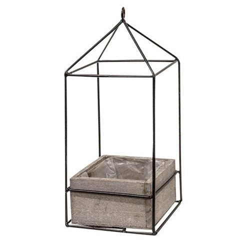 Riverside Wooden Planters with Metal Frame, Set of 2