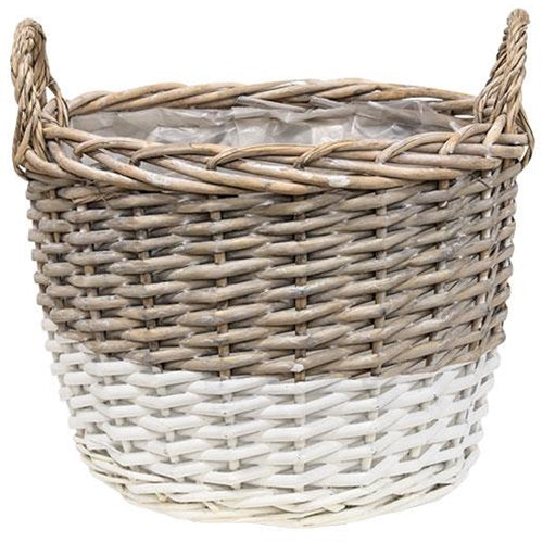 White Dipped Willow Gathering Basket Planters, Set of 3