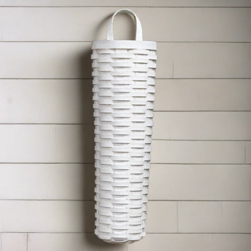 Long John White Wooden Woven Wall Basket, Set of 3