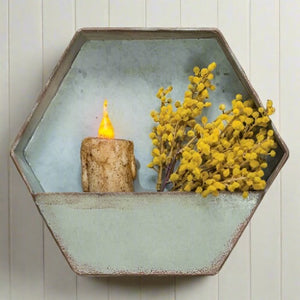 Vintage Galvanized Hexagon Wall Pocket Planter