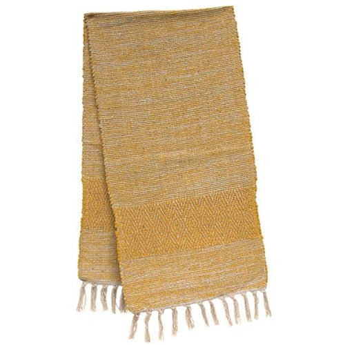 Sandy Yellow Fringed Woven Table Runner