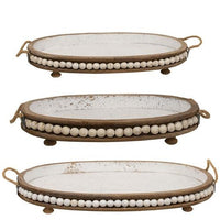 Set of 3 Beaded Wooden Display Trays