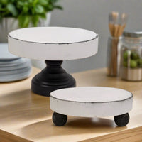 Black and White Pedestal Tray and Riser Set