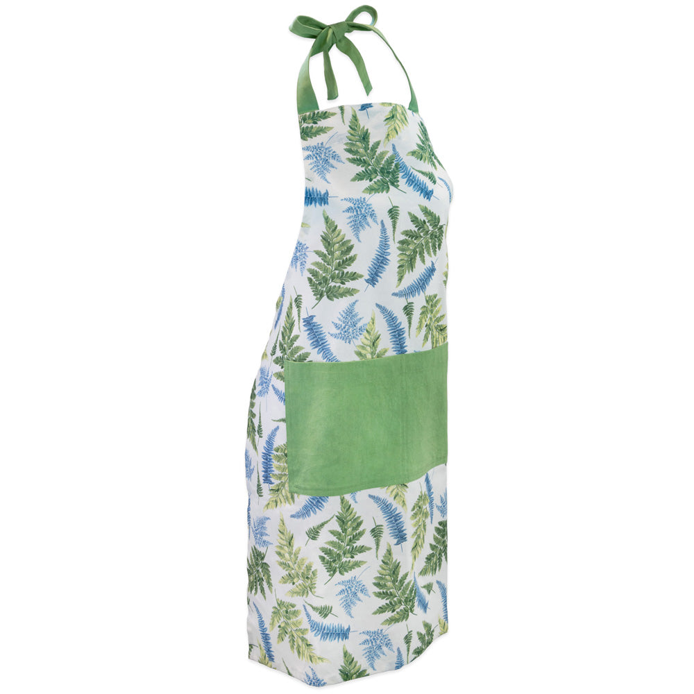 Blue and Green Tropical Fern Cotton Full Apron
