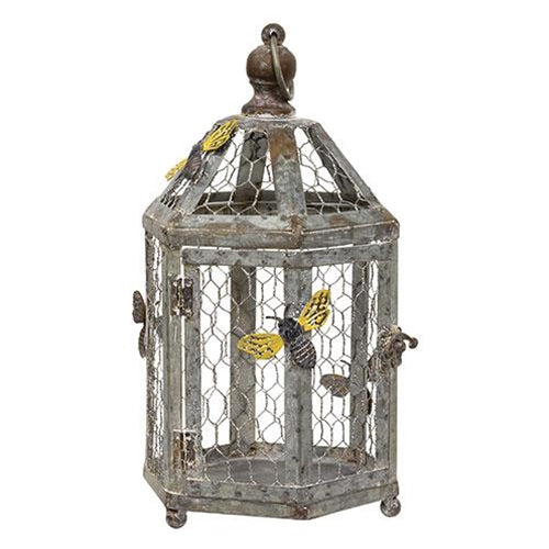 Bee Themed Metal Candle Lanterns, Set of 2