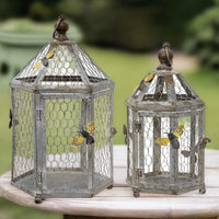Bee Themed Metal Candle Lanterns, Set of 2