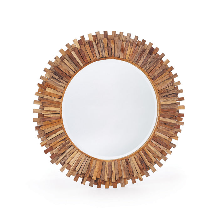 Teak Round Wall Mirror,wall mirror,Adley & Company Inc.