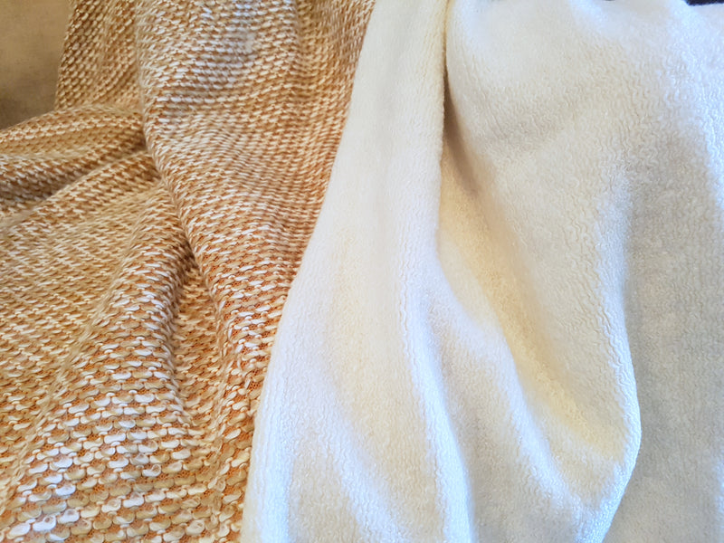 Orange & Cream Wool Throw Blanket - Adley & Company Inc. 