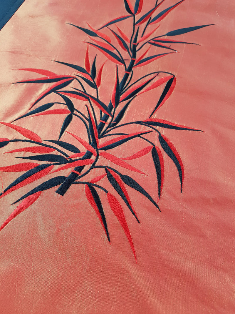 Black & Orange Silk Embroidered Table Runner,table runner,Adley & Company Inc.